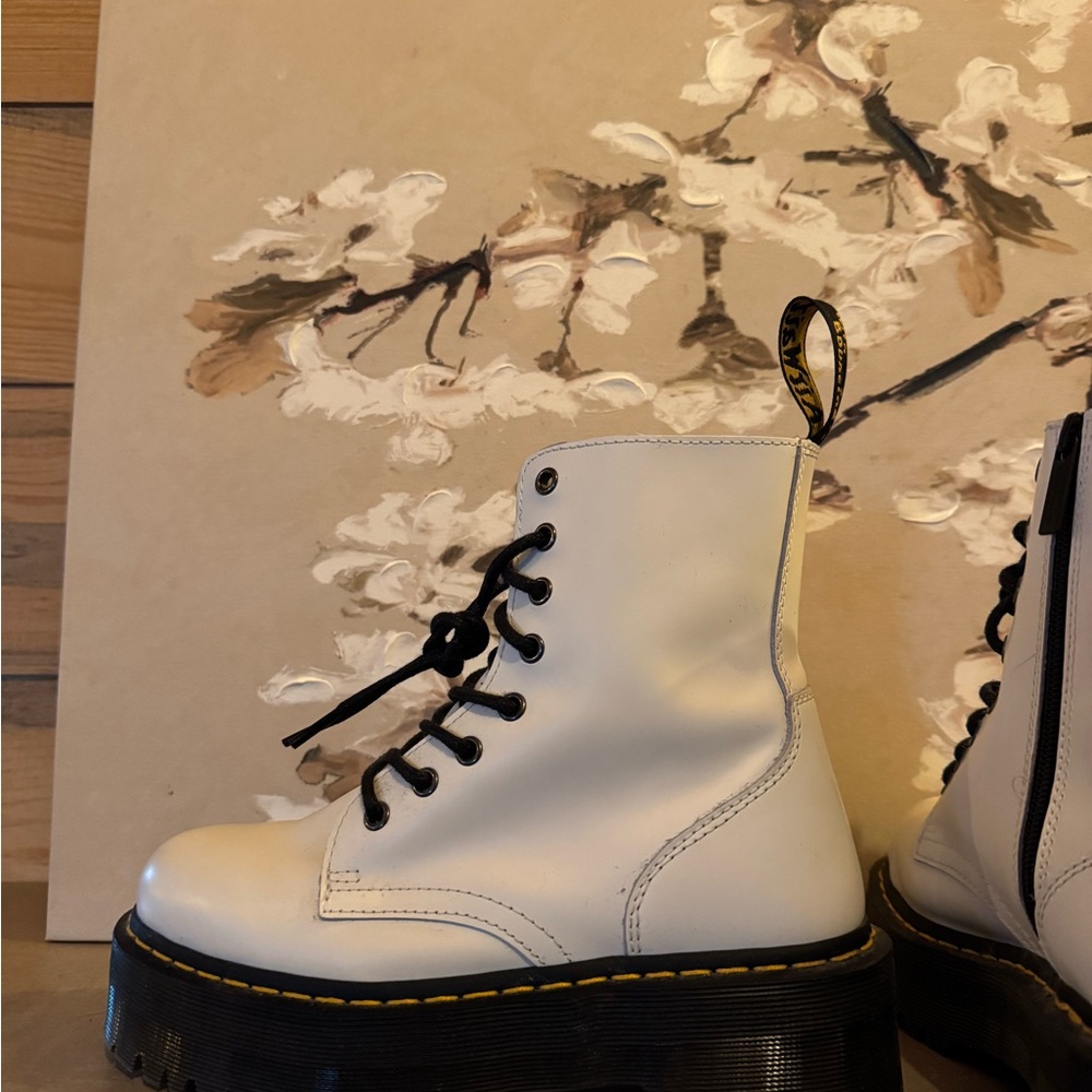 Dr. Martens White Leather Combat Boots